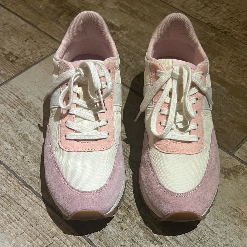 Women's Pink and White Sneakers